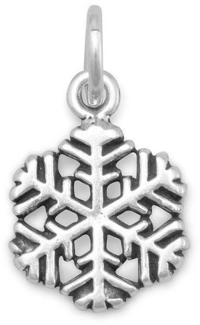 Image of Small Oxidized Snowflake Charm 925 Sterling Silver