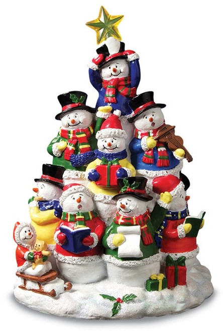 Snowman Christmas Tree Lighted Musical Figurine