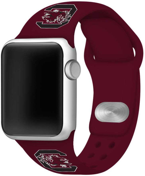Image of South Carolina Gamecocks Silicone Watch Band Compatible with Apple Watch - 38mm/40mm/41mm Maroon C-AB3-173-38