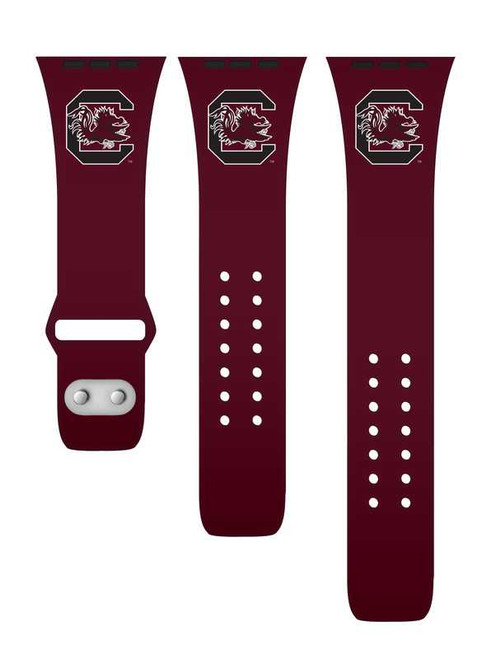 Image of South Carolina Gamecocks Silicone Watch Band Compatible with Apple Watch - 42mm/44mm/45mm Maroon C-AB3-173-42