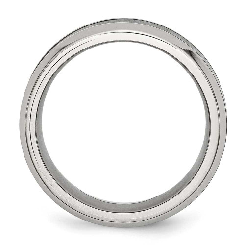 Image of Stainless Steel Base w/Polished Black Ceramic Center Beveled Band Ring