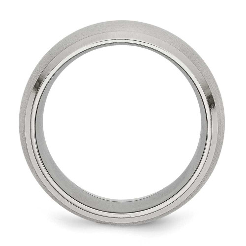 Image of Stainless Steel Beveled Edge 10mm Brushed and Polished Band Ring