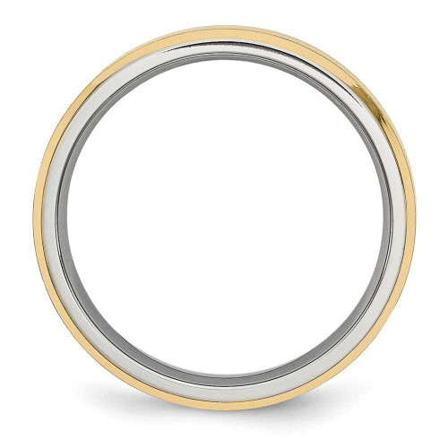 Image of Stainless Steel Beveled Edge 5mm Brushed/Polished Yellow IP-plated Band Ring