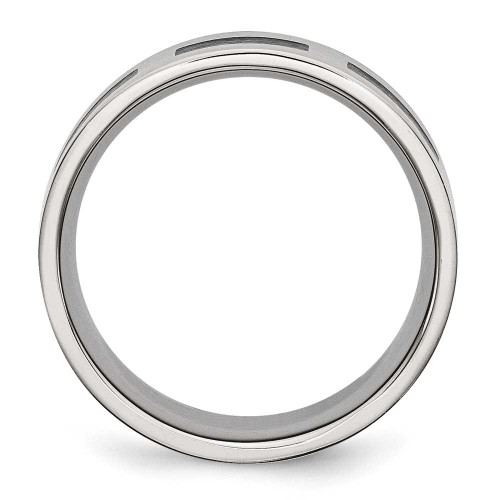 Image of Stainless Steel Black Rubber Flat 8mm Brushed Band Ring