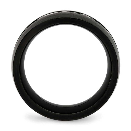 Image of Stainless Steel Brushed and Polished Black IP CZ Ring