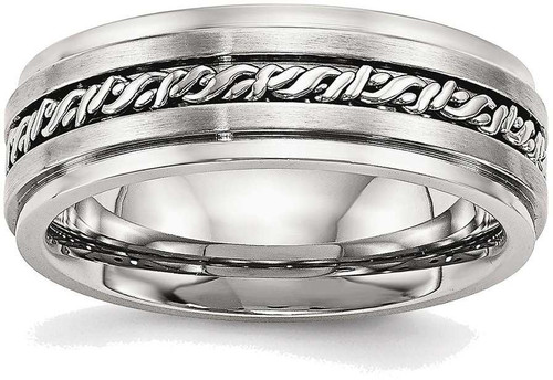 Image of Stainless Steel Brushed and Polished Braided 7.00mm Band Ring