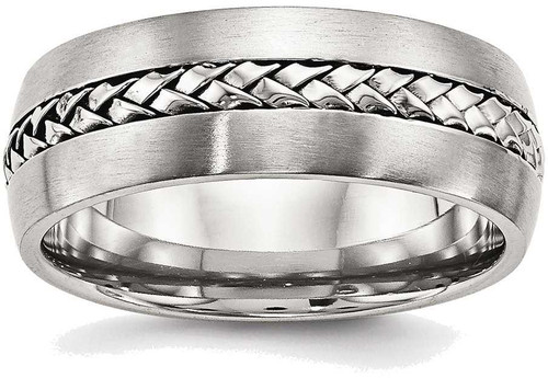 Image of Stainless Steel Brushed and Polished Braided 8.00mm Band Ring