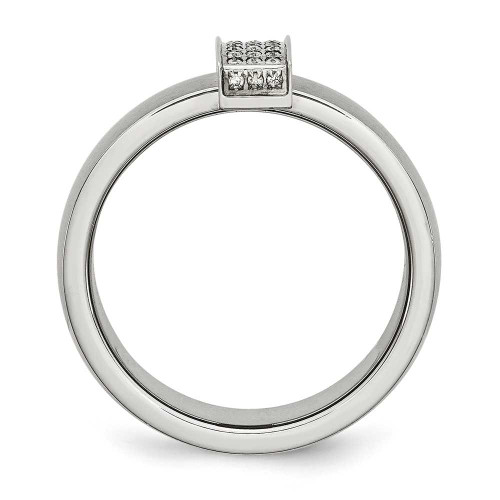 Image of Stainless Steel Brushed and Polished CZ 8.00mm Band Ring