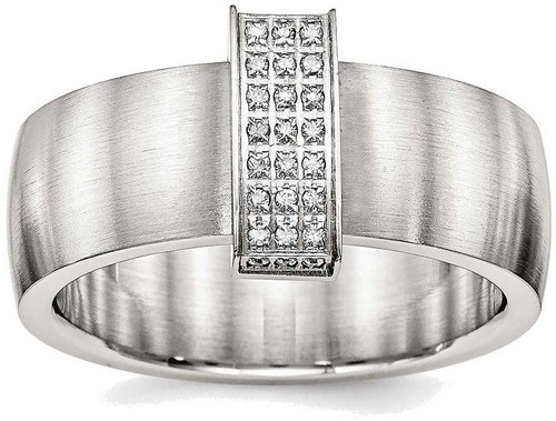 Image of Stainless Steel Brushed and Polished CZ 8.00mm Band Ring