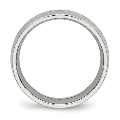 Image of Stainless Steel Brushed and Polished Grooved 6.50mm Band Ring
