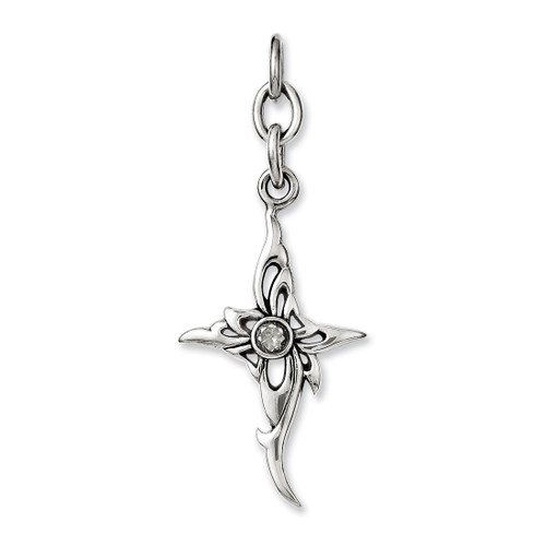 Stainless Steel Cross w/ CZ Interchangeable Pendant