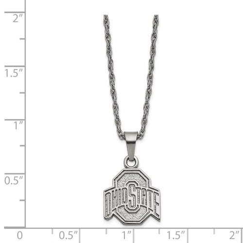 Image of Stainless Steel LogoArt Ohio State University Pendant Necklace w/2" ext.