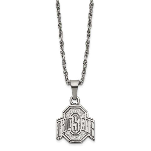 Image of Stainless Steel LogoArt Ohio State University Pendant Necklace w/2" ext.