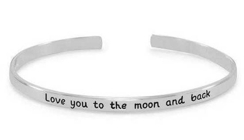 Image of Sterling Silver "Love you to the moon and back" Cuff Bracelet