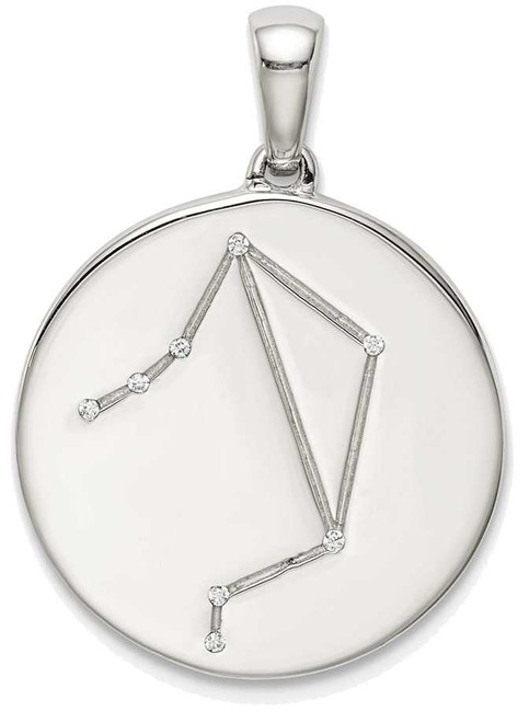 Image of Sterling Silver & CZ Libra Zodiac Pendant