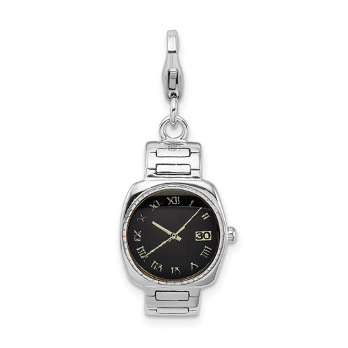 Sterling Silver & Enamel Wristwatch w/ Lobster Clasp Charm