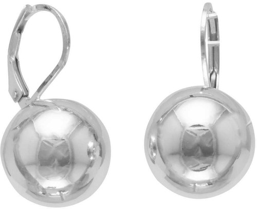 Image of Sterling Silver 14mm Ball Earrings on Lever Back