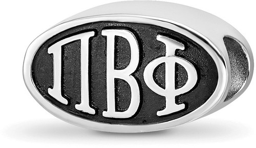 Sterling Silver 15.25mm Pi Beta Phi Oval Letters Bead by LogoArt