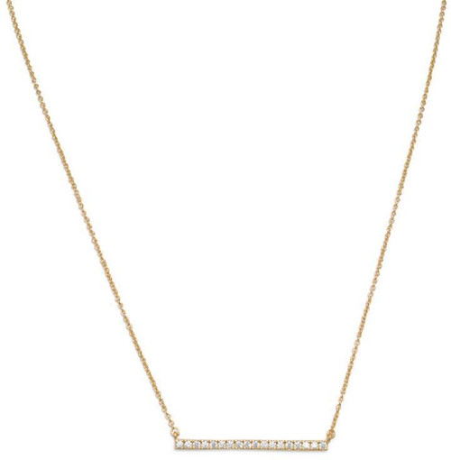 Image of Sterling Silver 16" + 2" Gold-plated CZ Bar Necklace