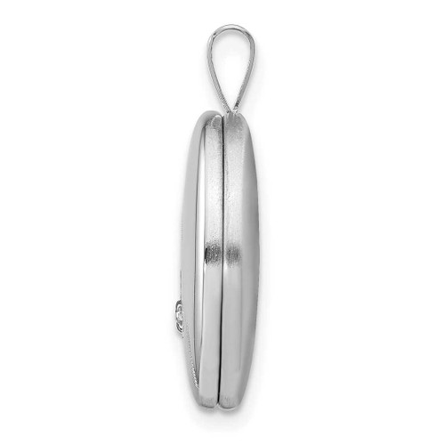 Image of Sterling Silver 19mm Diamond Polished and Brushed Oval Locket Pendant