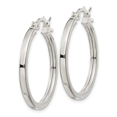 Image of 25mm Sterling Silver 2.5mm Polished Hoop Earrings QE6496
