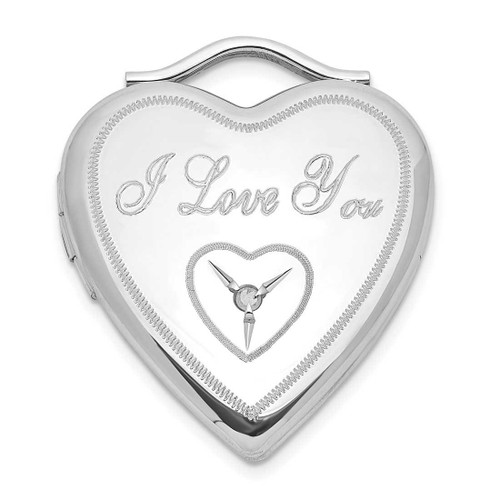 Image of Sterling Silver 20mm Diamond I Love You Heart Locket Pendant