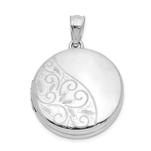 Image of Sterling Silver 20mm Polished Scrolled Round Locket Pendant