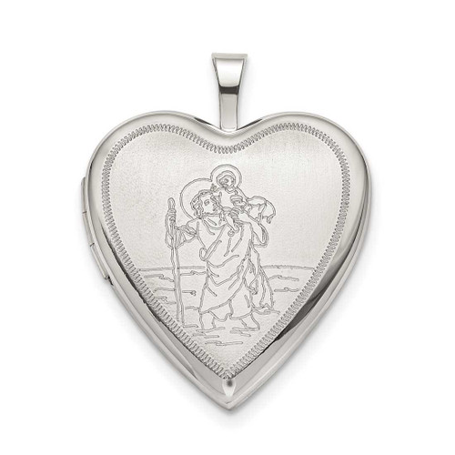 Image of Sterling Silver 20mm St. Christopher Heart Locket Pendant