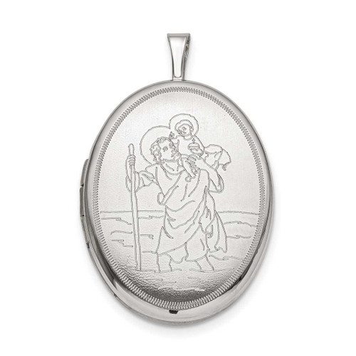 Image of Sterling Silver 20mm St. Christopher Oval Locket Pendant