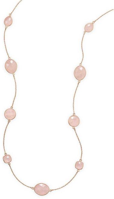 Image of Sterling Silver 24" Pink-plated Rose Quartz Necklace