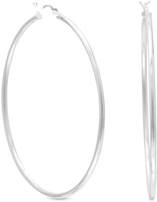 Image of Sterling Silver 2mm x 60mm Hoop Earrings with Click