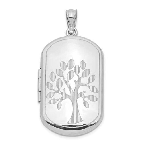 Image of Sterling Silver 30mm Polished Tree Rectangular Locket Pendant