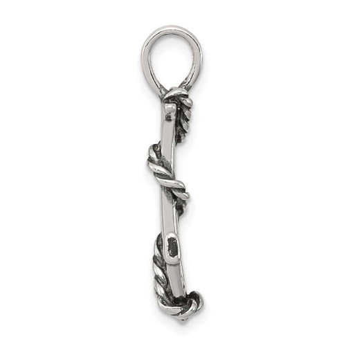 Image of Sterling Silver 3D Antiqued Anchor & Rope Pendant QC4971
