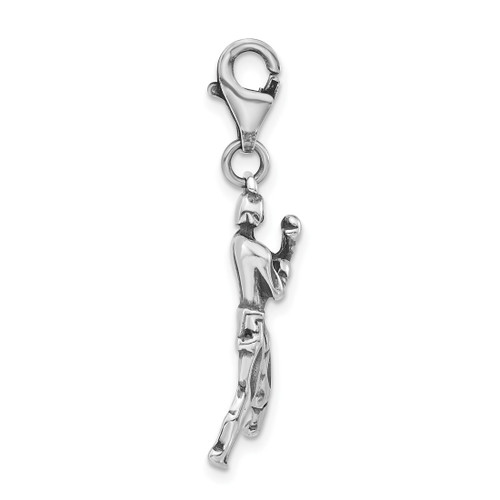 Sterling Silver 3-D Antiqued Boxer w/ Lobster Clasp Charm
