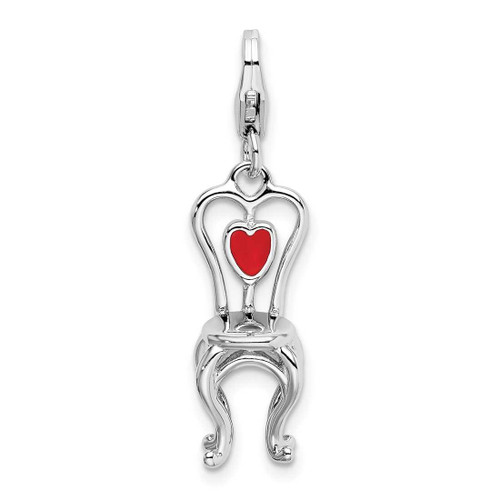Image of Sterling Silver 3-D Enameled Chair w/ Heart w/ Lobster Clasp Charm