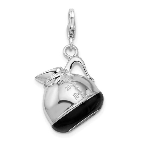 Image of Sterling Silver 3-D Enameled Coffee Pot w/ Lobster Clasp Charm