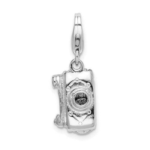 Image of Sterling Silver 3-D Polished Movable Camera w/ Lobster Clasp Charm