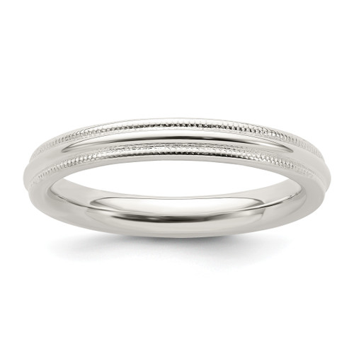Image of Sterling Silver 3mm Comfort Fit Milgrain Band Ring