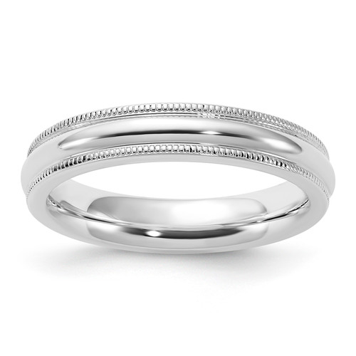Image of Sterling Silver 4mm Milgrain Comfort Fit Band Ring