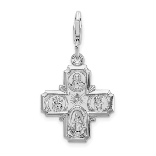 Image of Sterling Silver 4-Way Medal w/ Lobster Clasp Charm