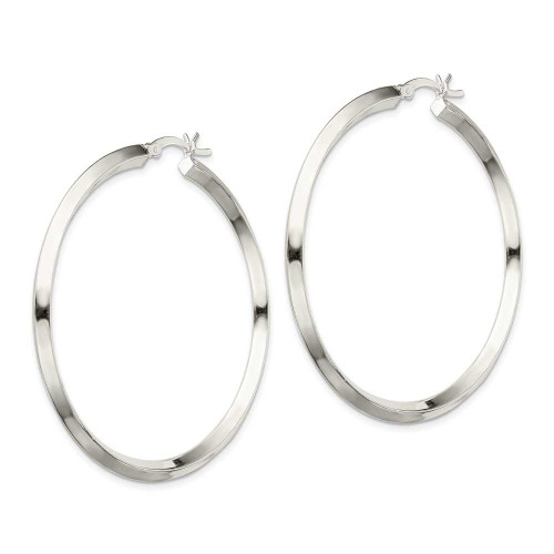 Image of 50mm Sterling Silver 50mm Edged Hoop Earrings
