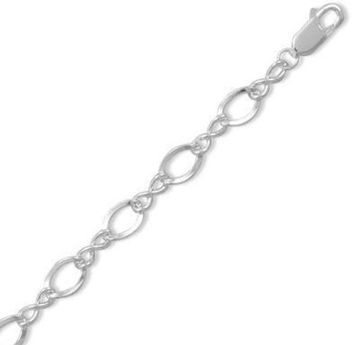 Image of Sterling Silver 8" Polished Figure 8 Charm Bracelet