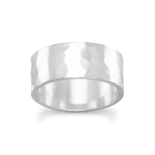 Image of Sterling Silver 8mm Hammered Band Ring