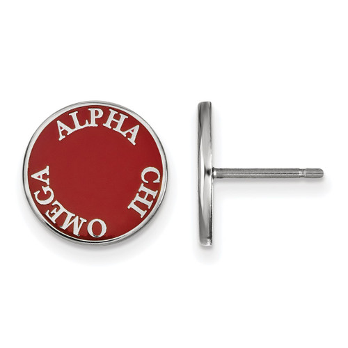 Sterling Silver Alpha Chi Omega Enamel Post Earrings by LogoArt (SS019ACO)