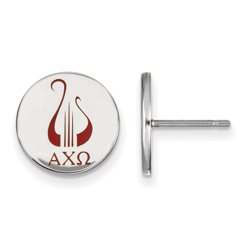 Sterling Silver Alpha Chi Omega Enamel Post Earrings by LogoArt (SS047ACO)