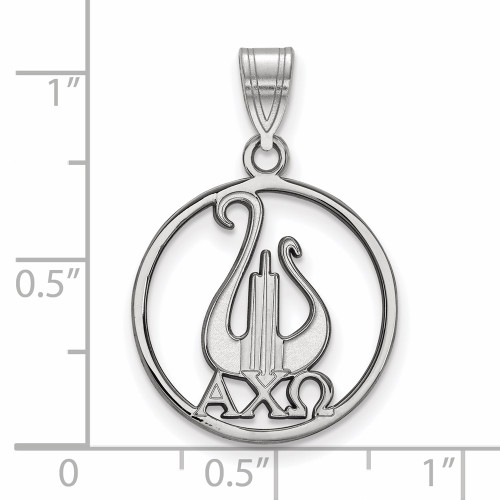 Sterling Silver Alpha Chi Omega Small Circle Pendant by LogoArt (SS041ACO)