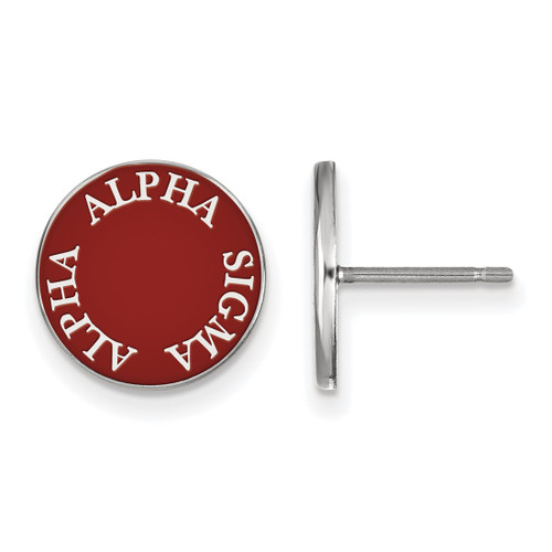 Sterling Silver Alpha Sigma Alpha Enamel Post Earrings by LogoArt (SS019ASI)