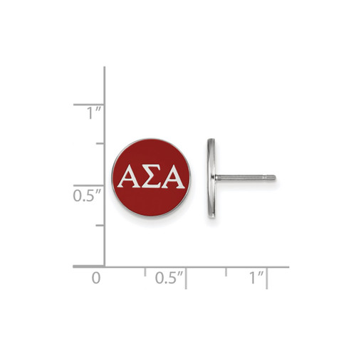 Sterling Silver Alpha Sigma Alpha Enamel Post Earrings by LogoArt (SS031ASI)