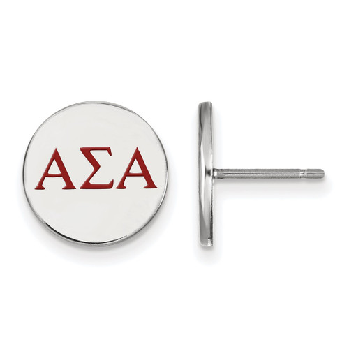 Sterling Silver Alpha Sigma Alpha Enamel Post Earrings by LogoArt (SS032ASI)