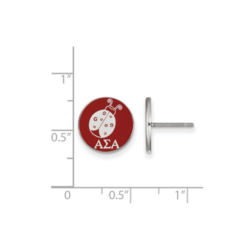 Sterling Silver Alpha Sigma Alpha Enamel Post Earrings by LogoArt (SS046ASI)